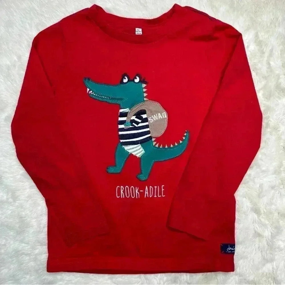 Joules Shirt Crook-adile Red Long Sleeved Size 6